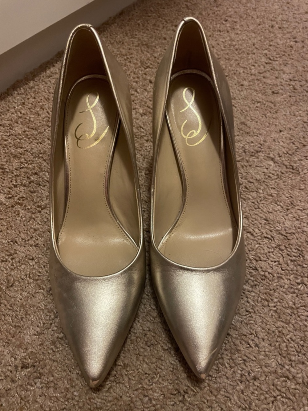 Sam Edelman Metallic Gold Women's Pointed-Toe Pumps